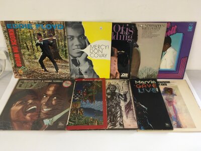 Two bags containing twenty funk and soul LPs by various artists including Marvin Gaye, Eddie Floyd, William Bell and others.