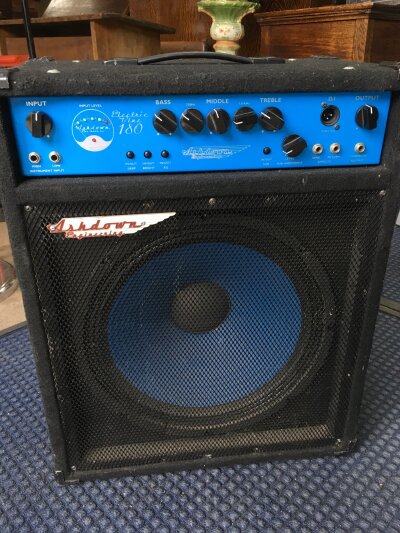 An Ashdown Electric blue 150 combo bass amp, serial number 9171004.