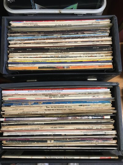 Eight record cases of LPs by various artists including John Holt, Bobby Vee, Mott The Hoople and many more.