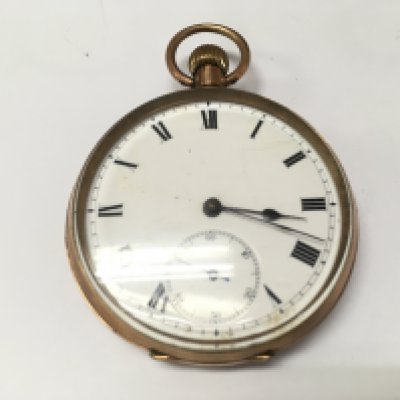 A 9ct gold button wind pocket watch. Not winding or running. 85.35g total.