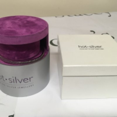 WITHDRAWN - A modern design Hot Silver silver bangle bracelet with a patterned edge stamped 925. With inner display box and outer box.- NO RESERVE