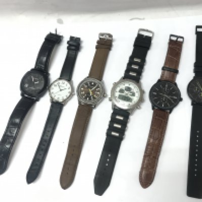 Six Gents watches including Sekonda, Bellfield etc. all working . Postage category a