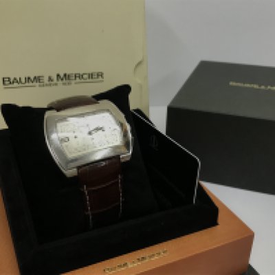 A Boxed Baume & Mercier Hampton automatic Chronograph watch . Postage cat B