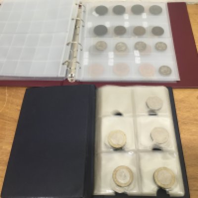 A collection of British and world coins including two pound coins, American quarter dollars, 2 sen coin, Shillings, pennies Etc . Postage category B