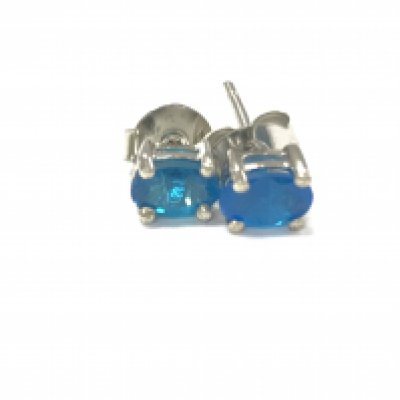 A pair of neon apatite studs in silver. Postage A