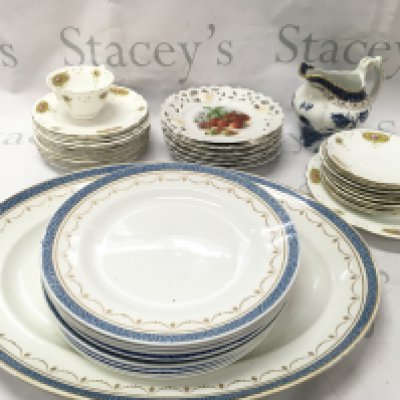 A Collection of ceramics including Alfred B Pearce plates and a platter, Late Foley Shelley Rose saucers, cup, plates, German plates with various designs, Booths jug . This lot cannot be posted