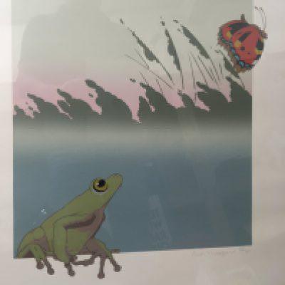 A limited edition Philip Sheffield print frog and butterfly.- NO RESERVE