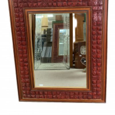 Ron HITCHINS (1926-2019) Abstract relief tiled wall mirror, mixed materials. 130cm x 104cm.