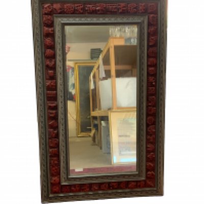 Ron HITCHINS (1926-2019) Abstract relief tiled wall mirror, mixed materials. 107cm x 66cm.