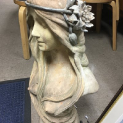 A Art Nouveau bust in the form of a maiden 68 cm .