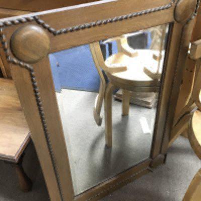 An oak mirror and small mahogany reproduction bureau 60x85cm- NO RESERVE