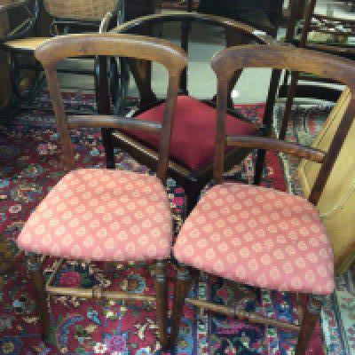 An Edwardian carved and inlaid corner chair and two bedroom chairs (3)- NO RESERVE