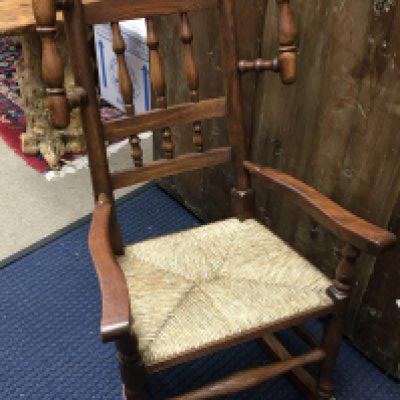 North Country rush seated child rocking chair. 80cm tall 47cm wide