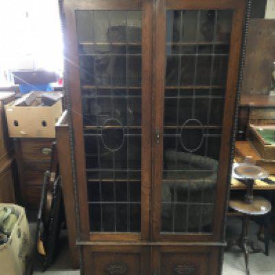 An oak bookcase . 84cm wide 190cm tall