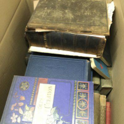 A collection of vintage books including an 18th century bible. This lot cannot be posted- NO RESERVE