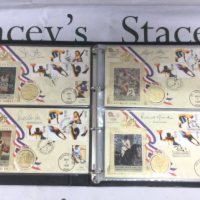 A binder of Olympic and sporting first day covers and coin covers, some signed. Shipping category B.