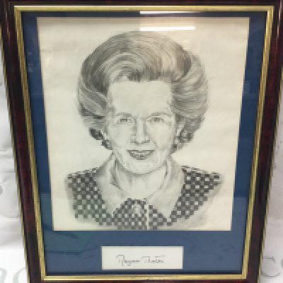 A framed and signed photo of Margret thatcher. Frame dimensions 32x40cm