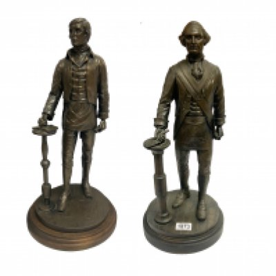2 Large Cold cast bronze (resin) figures of Masonic leaders. 54cm/40cm. (D)