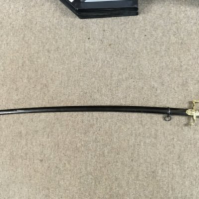 A WW2 German Third Reich SS officers army pattern sword blade unmarked leopards head with red eyes, attributed to Emil Voos , swords of Germany 1900-1945 by Angolia. Blade 87cm long, total sword length 100cm