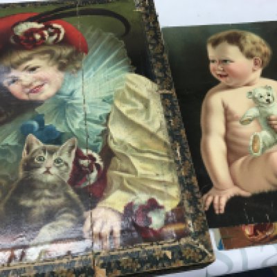 A Victorian block puzzle box, 30 pieces with 5 designs. Postage category C