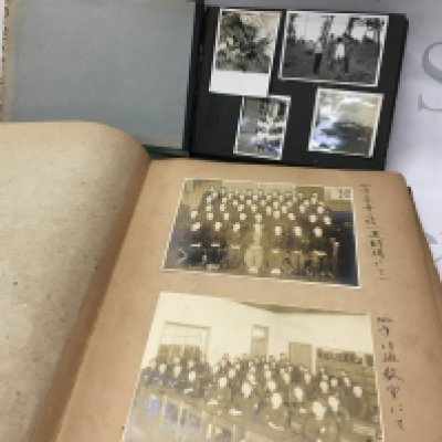 Two albums of WW2 period Japanese family photo albums including postcards . Postage category C