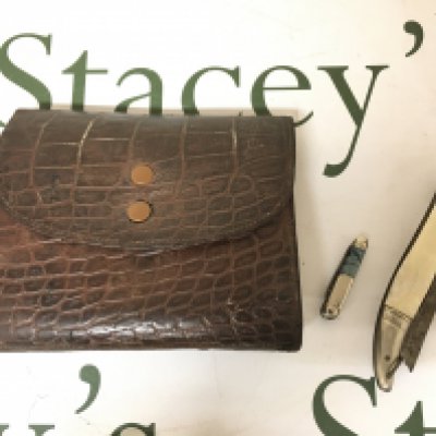 A leather Hardy Fly cast wallet , and a fish knife (German made blade). Postage category A