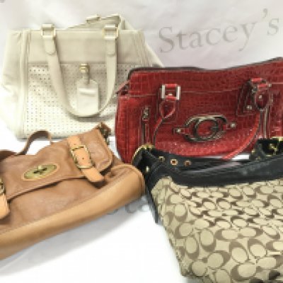 Four designer hand bags including Coach, Fossil, Guess, Reiss London. Postage category C