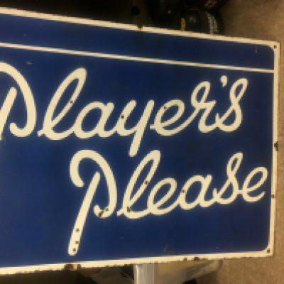 A double sided enamel sign player&#2013266057۪s please. 45 x 60 cm
