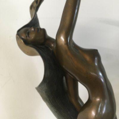 A bronze sculpture of Art Deco style Dance step designed by Angelo Basso edition number 89/ 175 ; 52 cm