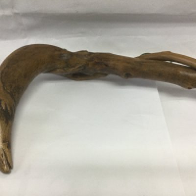 A walking cane, the handle in the form of a rodent like creature, the elongated tail winding around the shaft of the stick, approx total length 88cm. Shipping category D.- NO RESERVE