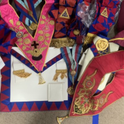 A large collection of Masonic regalia.