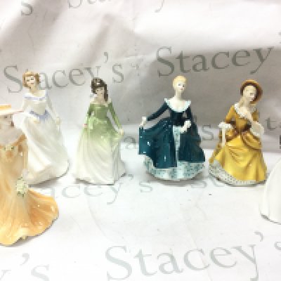 Royal Doulton, Francesca , Coalport porcelain figures including Ladies of Fashion June, Janine, Sandra. This lot cannot be posted- NO RESERVE