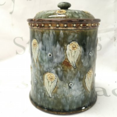 Royal Doulton Lambeth pottery caddy , 17cm tall. This lot cannot be posted
