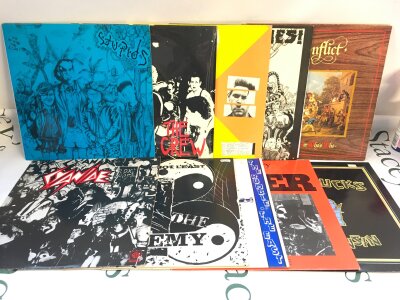 Ten punk and hardcore LPs and EPs by various artists including Cyanide, 7 Seconds, The Enemy and others.