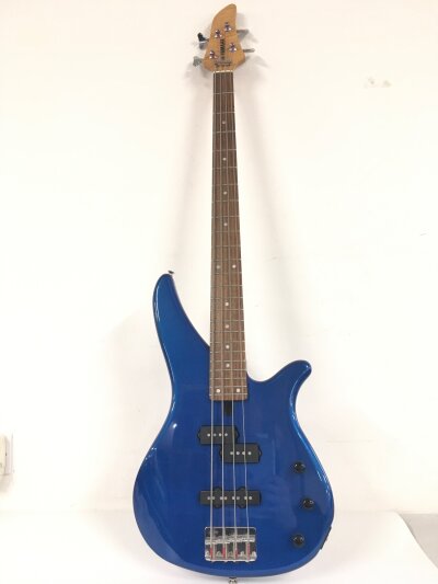 A Yamaha RBX 170 bass guitar in a dark blue finish. No case.