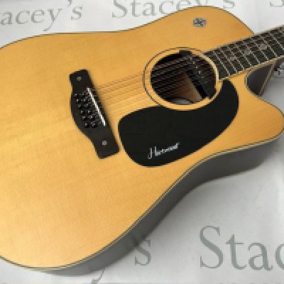 A Hartwood Villanelle 12" string Acoustic Guitar with pickup and cutaway and Celtic cross fret markers. As new in original box.