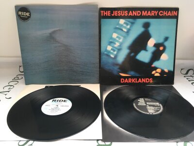 A first UK pressing of the Nowhere LP by Ride plus the Darklands LP by The Jesus And Mary Chain, both EX, sleeve wear.