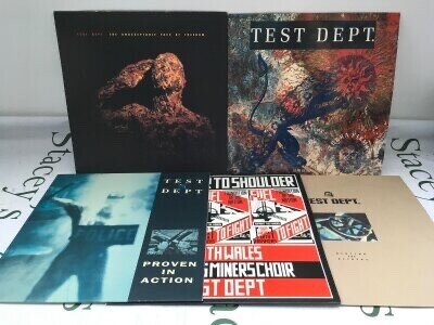 Five Test Dept LPs comprising Terra Firma, Beating the Retreat and others.