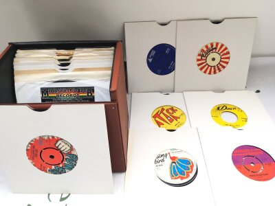 A record case of thirty collectable reggae and ska 7" singles, various labels including Punch, Amalgamated, Song Bird, Giant and others.