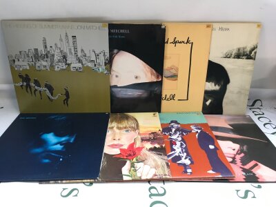 Eight Joni Mitchell LPs comprising Clouds, Court And Spark, Blue and others.