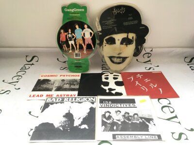 Seven grunge, punk and alt rock records comprising picture discs by various artists including Gang Green, The Adicts, Cosmic Psychos and others.