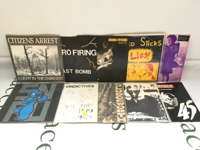Ten grunge, punk and hardcore 7" singles and EPs by various artists including Retro Firing, Pointed Sticks, Citizens Arrest and others.