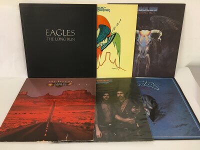 Six Eagles LPs comprising Desperado, The Long Run and others.