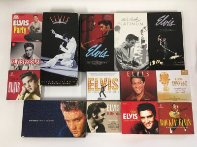 Fourteen Elvis Presley CD box sets, many still sealed, to include The Essential 70s Masters, Artist Of The Century , Platinum and others.