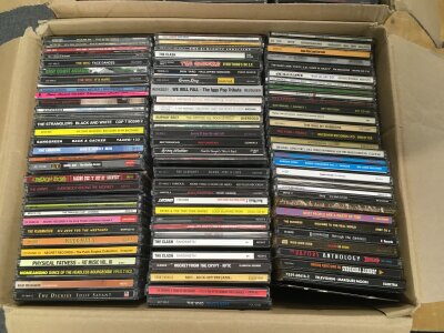 Six boxes of CDs by various artists including The Clash, X Ray Spex, Screeching Weasel, Social Distortion, Green River, Nada Surf and many more.