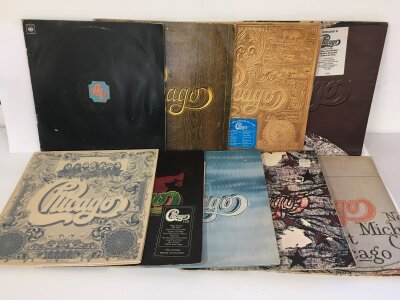 Nine Chicago LPs.