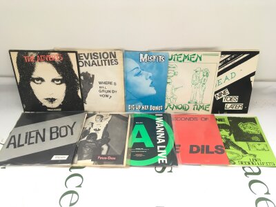 Ten punk 7" singles by various artists including The Adverts, Wipers, Misfits and others.