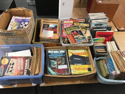 A large collection of vintage electronics magazines and books comprising Sound On Sound, Electronics Today and others.