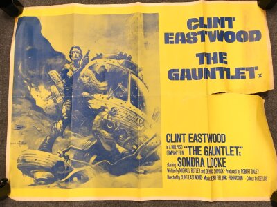 Four UK quad film posters comprising The Gauntlet, The Last Of Sheila, Sphinx and a Mitchell / Three The Hard Way double bill. Various condition issues.