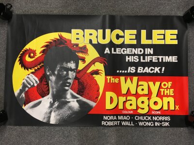 A Way Of The Dragon film poster, rolled, approx 25" x 40" and a Way Of The Dragon / Fist Of Fury UK quad double bill, folded, 30" x 40".